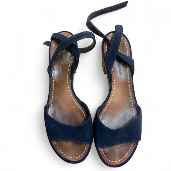 Diane von Furstenberg DVF Odelia Blue Suede Cork Open Toe Platform Sandals - 9 - Picture 4 of 13